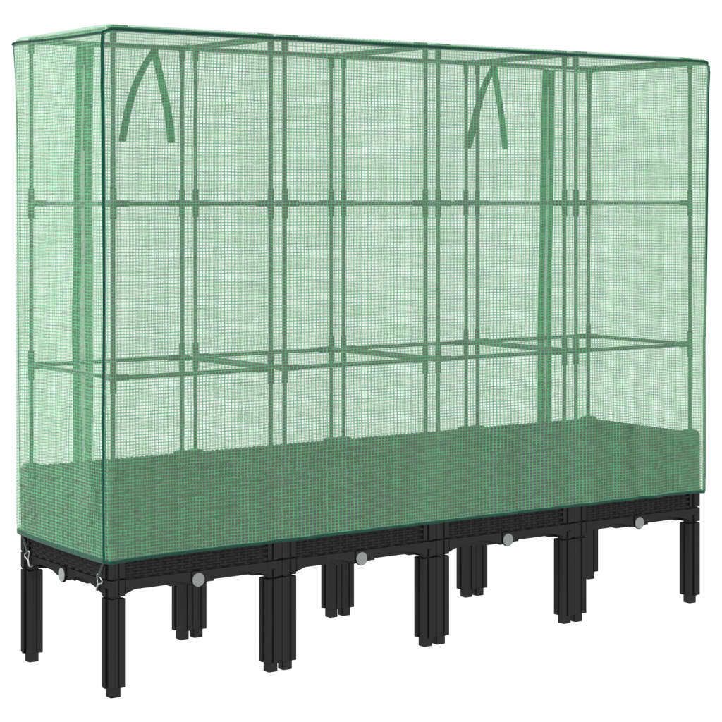 vidaXL Hochbeet mit Gewächshaus-Aufsatz Rattan-Optik 160x40x140 cm