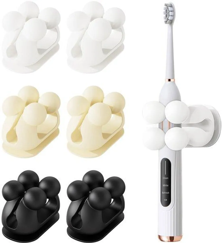 Porte-brosse à dents électrique mural en silicone adhésif - Lot de 6