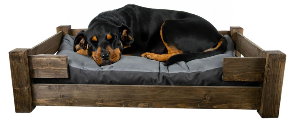 Hundebett Winston XXL Palisander mit Füßen mit grauem Produktbild 