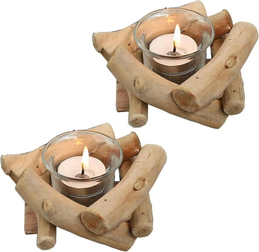 Chandelier Bois et Verre Set de 2 : Déco Stable et Sécurisée pour Table