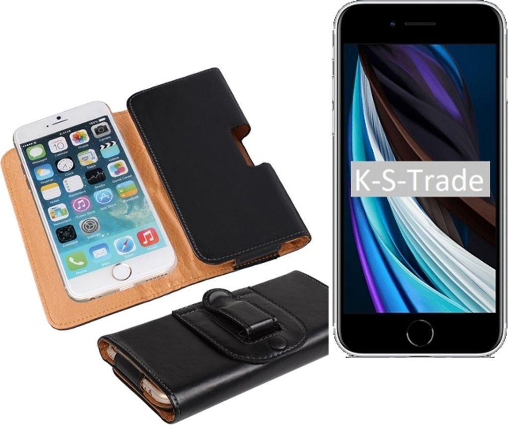 K-S-Trade Schützhülle Handyhülle kompatibel mit Apple iPhone SE 2 Holster Gürtel Tasche Schutzhülle Handy-Tasche Smartphone Case Seitentasche