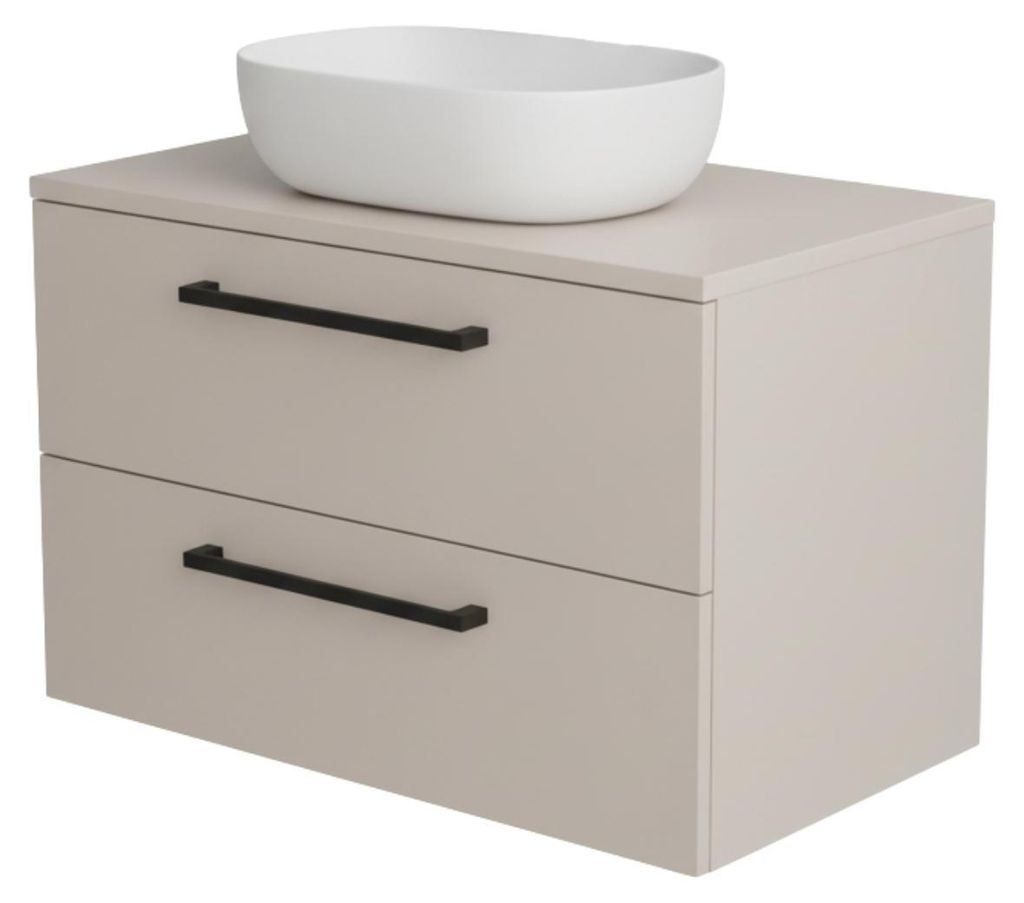 Waschtisch mit Unterschrank ONE 2 große Schubladen Kaschmir 60x50x46 hängend Badmöbel Badezimmer Badezimmermöbel Waschbeckenschrank