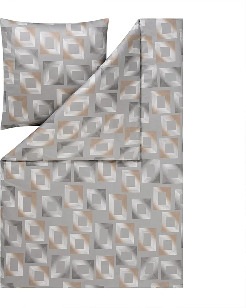 Linge de Lit Infroissable Estella Mako Jersey 155x220 Rectangles Gris