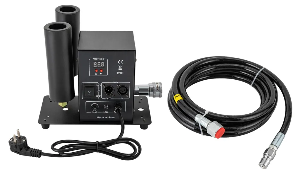 Machine à fumée CO2 DMX512 à double buse noire avec prise UE standard