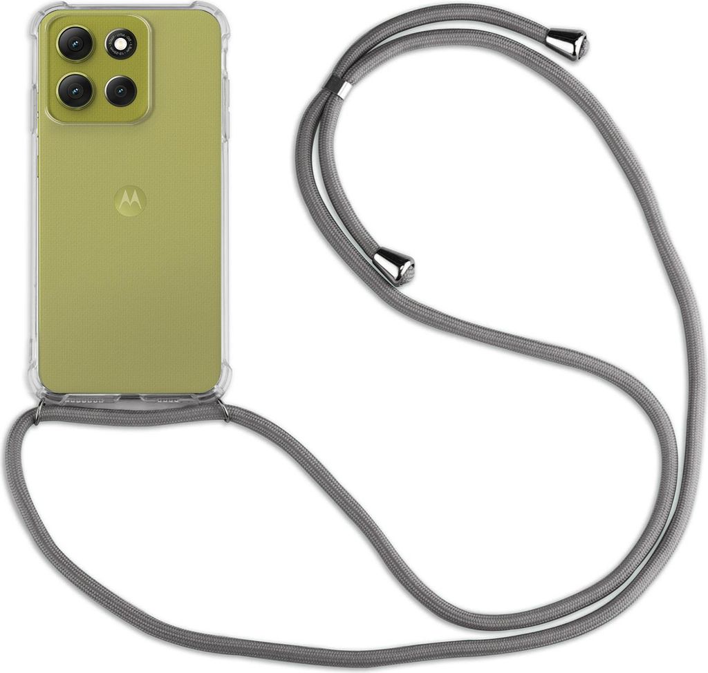 Handykett für Motorola Moto G86 5G Hülle mit Kordel Handyhülle mit Band in Grau