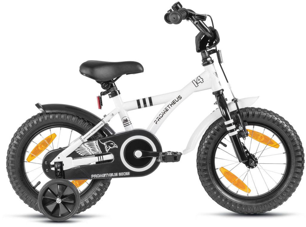 PROMETHEUS BICYCLES® PINK HAWK Kinderfahrrad 12'' ab 3 Jahre mit Stützräder  in Rosa & Weiß 