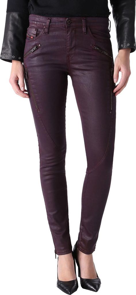 Diesel Skinzee-SP 0662E Damen Jeans Super Slim Skinny Burgundy