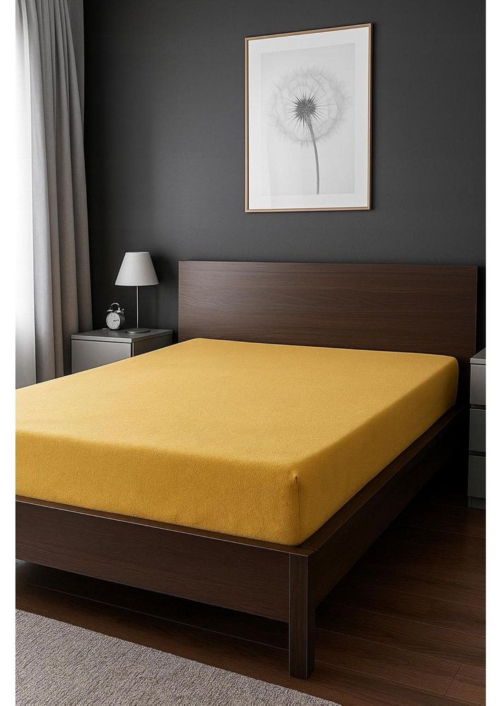 Bettlaken - Spannbettlaken mit Gummizug - 160x200 cm - Frottee - 100% Baumwolle - 160g/m2 - Beige - Hochwertiges