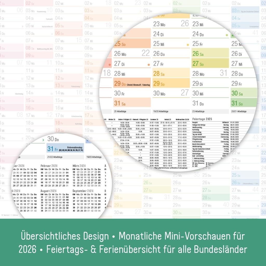 Wandkalender 2025 / A2 / Rainbow / mit Extra A3 + Produktbild 4