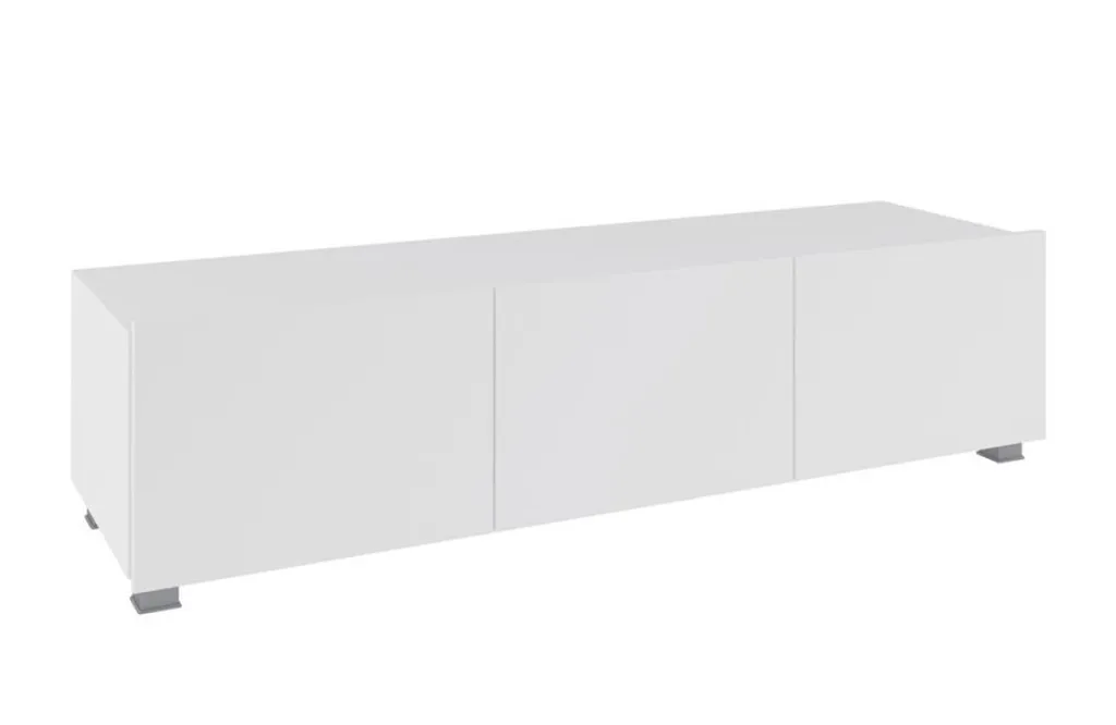 Meuble TV 150 cm CHEMUNG Blanc - Rangez vos Câbles et Accessoires