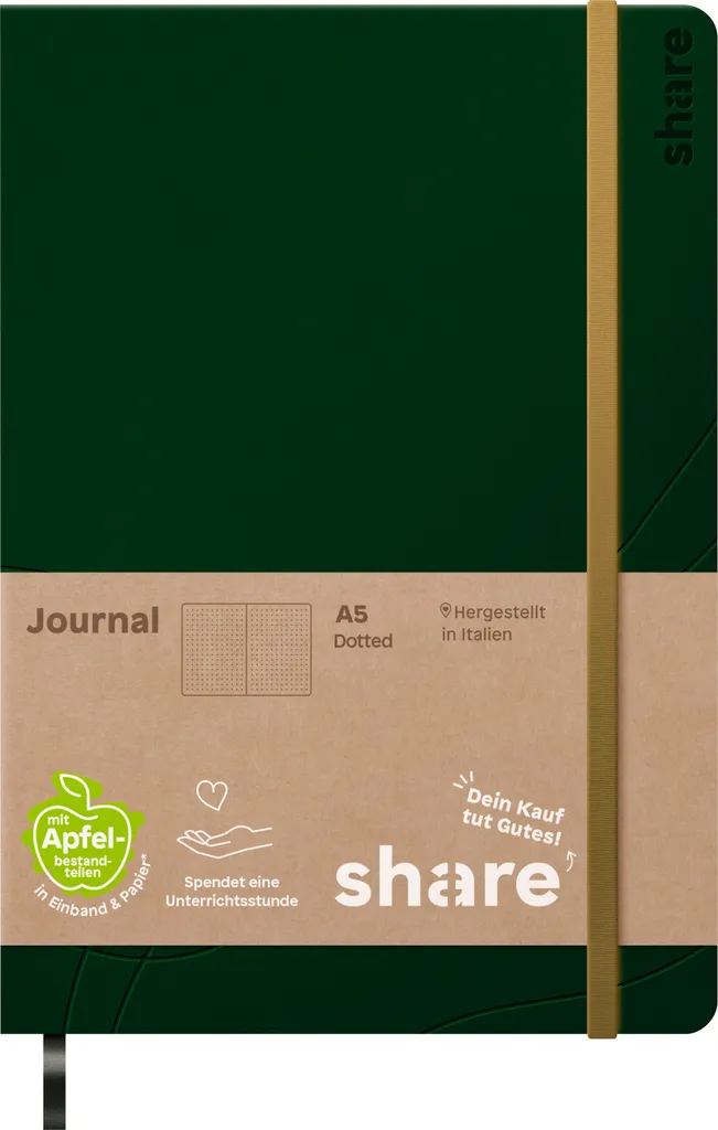 Carnet de notes A5 vert à pointillés journal de partage Y-07-07-14 chic