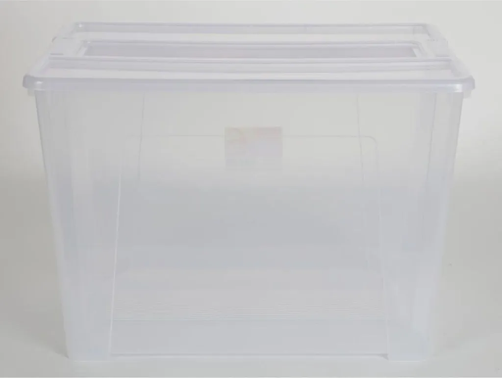 Bac de rangement 70L empilable TEX transparent avec couvercle hermétique x4
