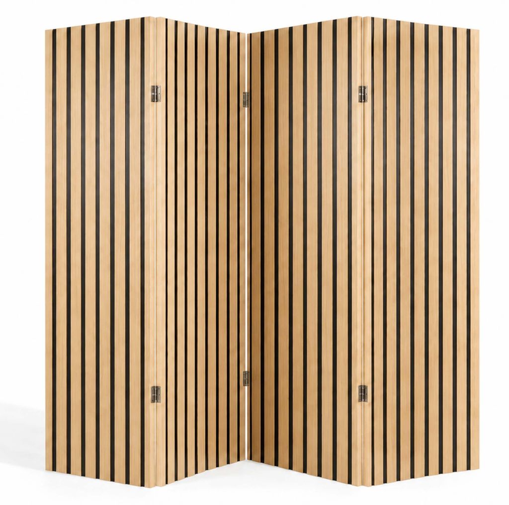 Relaxdays, Biombo, 170 x 160 cm, de 4 paneles, madera, Imagen del producto  Imagen generada por IA