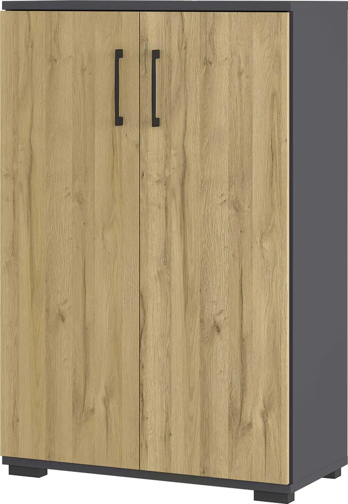 Organisez votre bureau avec l'armoire basse 80cm Presley Chêne Graphite