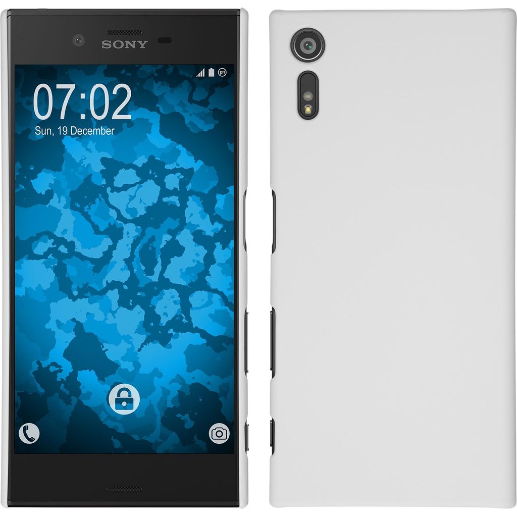 PhoneNatic Case kompatibel mit Sony Xperia XZ - Hülle weiß gummiert Hard-case + 2 Schutzfolien