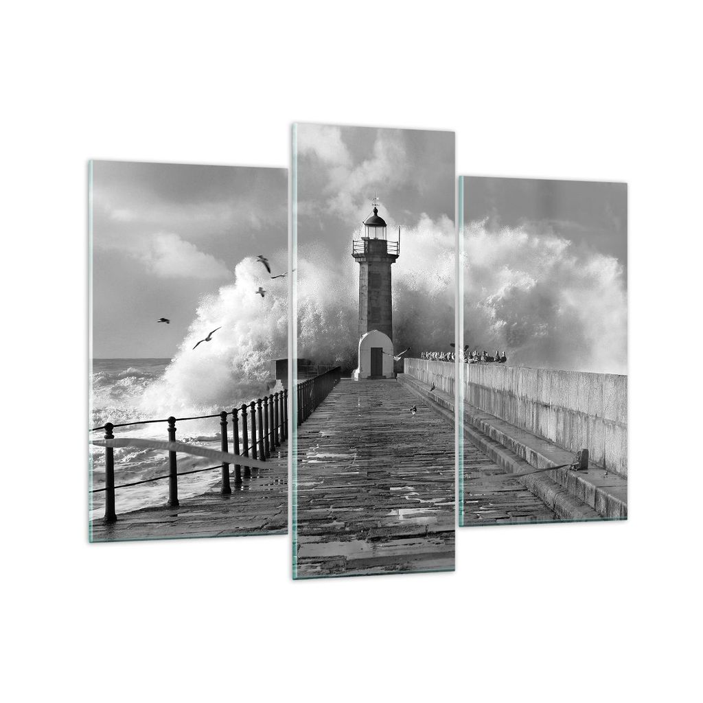 Bilder auf glas - 3 Teile - Laterne Meer Portugal - 130x100cm - Glasbilder - Wandbilder - Bilder - zum Aufhängen bereit - Wanddekoration aus Glas ...