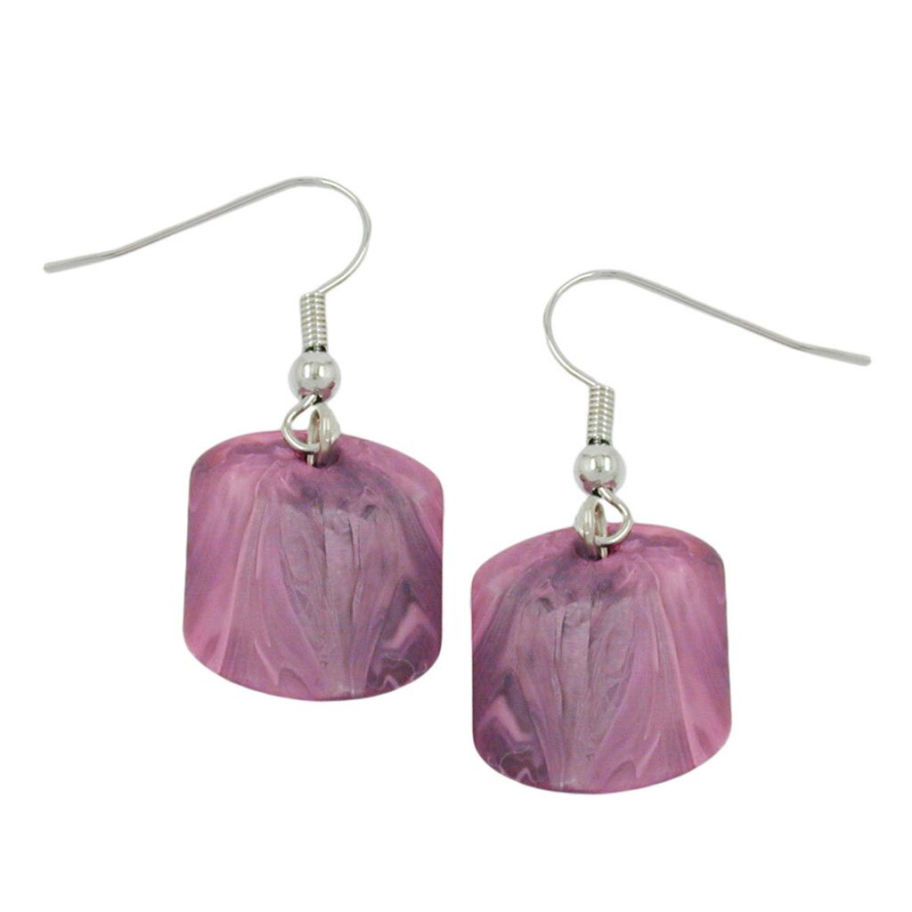 Ohrhaken Ohrhänger Ohrringe 37x15mm Schrägperle Kunststoff rosa-marmoriert-matt rosa 37x15mm
