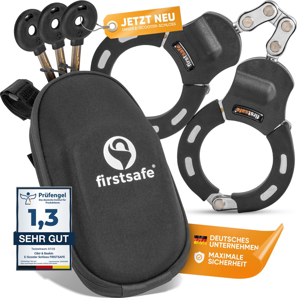 firstsafe® E Scooter Schloss - Handschellenschloss für E Produktbild 