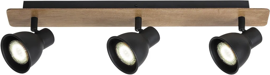 Plafoniera Industrial Rabalux Mac 5904 3xGU10 - Faggio e Metallo Nero