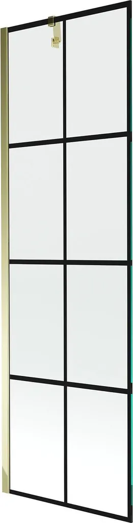Parete Vasca Mexen Next 60x150cm Vetro Griglia Nera e Profili Oro