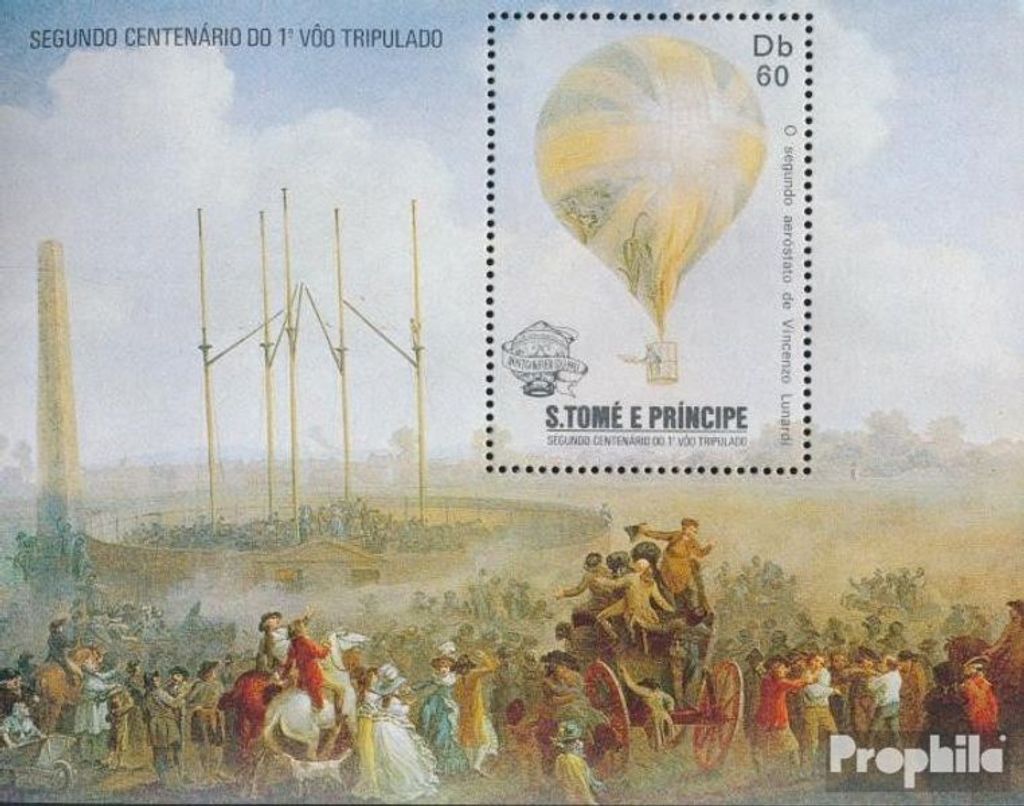Briefmarken Sao Tome e Principe 1983 Mi Block127A (kompl.Ausg.) postfrisch 200 Jahre Luftfahrt