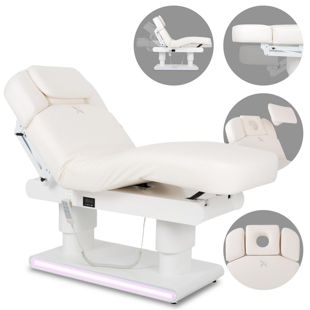 Habys Eterna mit Heizung | elektrische Kosmetikliege Massageliege Behandlungsliege | 4 Motoren | Höhenverstellbar Elektrisch | 192 x 78 cm | Weiß