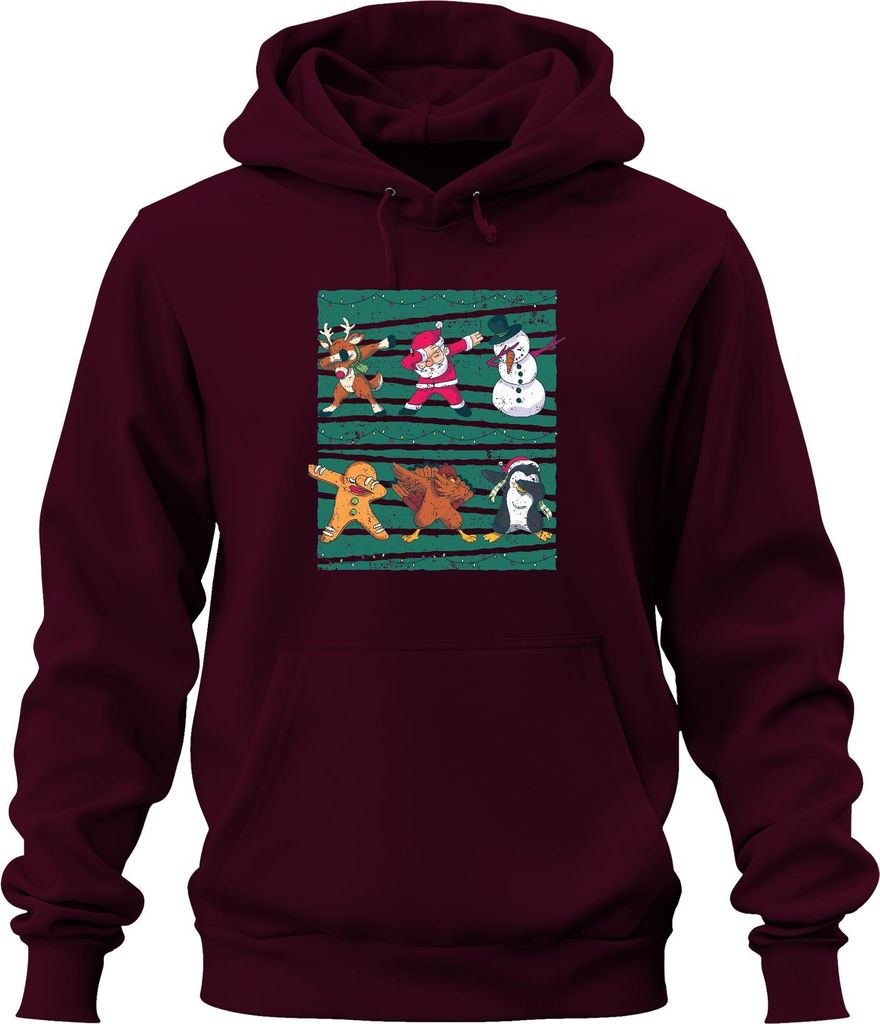Dabbing Rentier Santa Schneemann - Weihnachten Weihnachtsgeschenk Christmas Uni Hoodie Kapuzenpullover, Burgundy, S