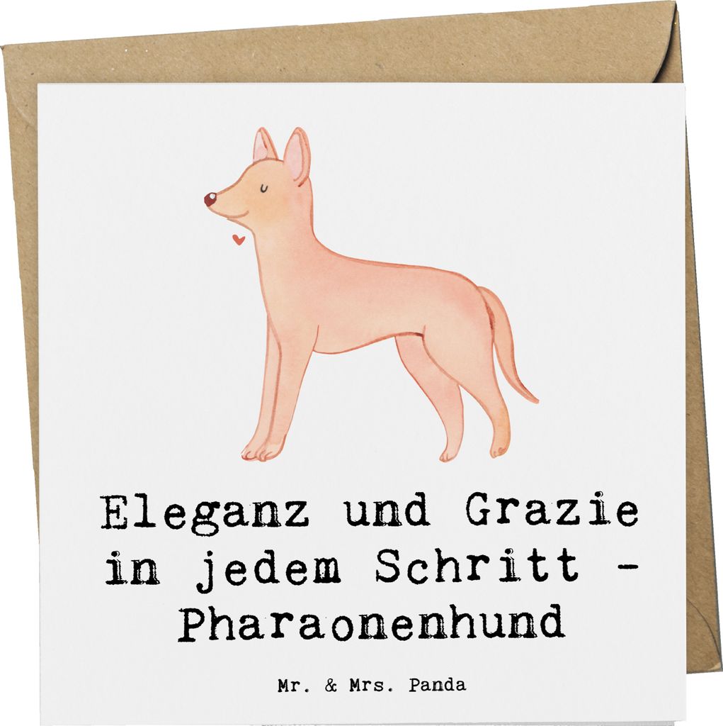 Mr. & Mrs. Panda Grußkarte Eleganter Pharaonenhund - Weiß - Geschenk, aktive Hunde, anlasskarte, Glückwunschkarte, edel, faltkarte, Hunderasse, ...