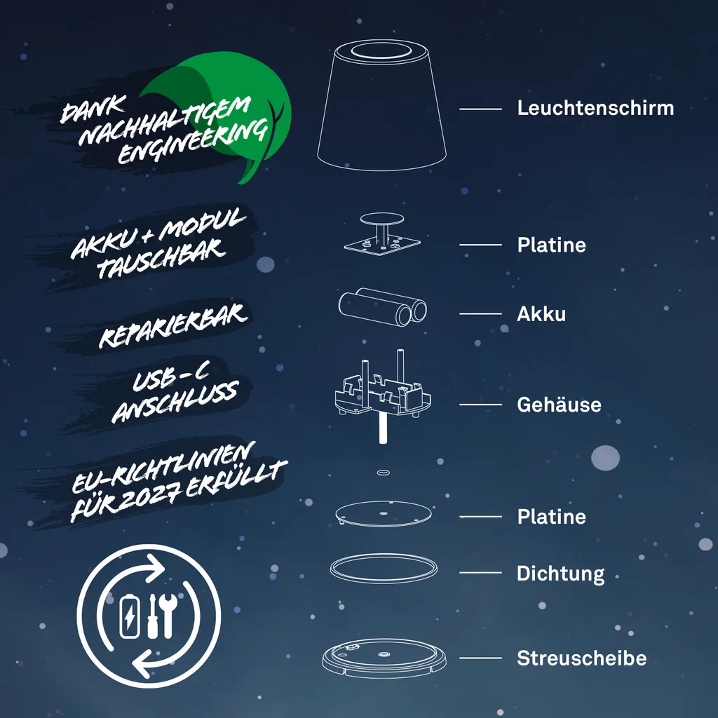 Briloner Cielo Lampadaire LED Sans Fil Blanc - Intensité Variable USB-C - 6