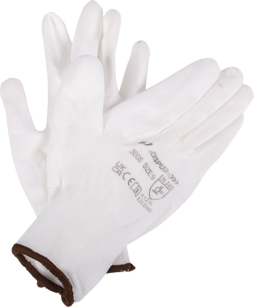 Blackspur Lightweight Painters PolyurethanGripper Handschuhe – XL – Weiß