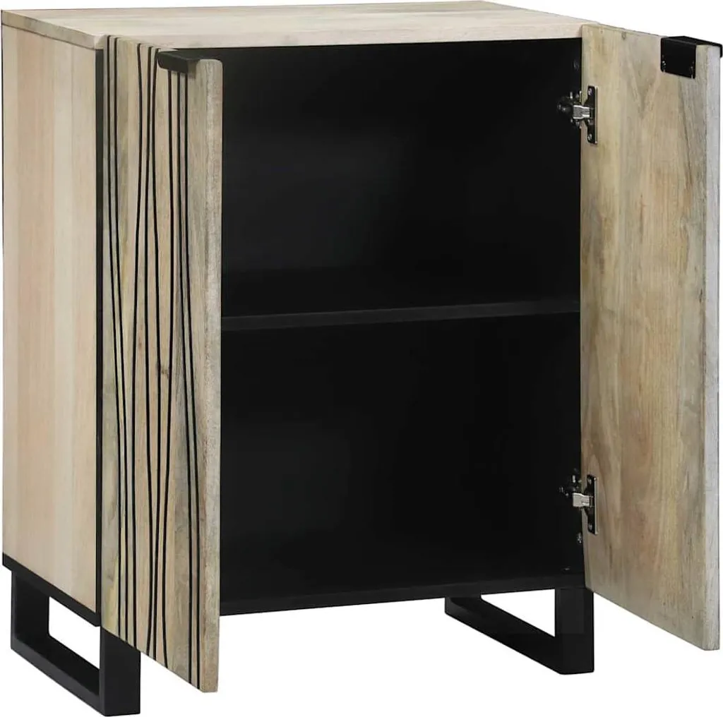 vidaXL Credenza bianca 60 x 33,5 x 75 cm in legno massiccio di mango