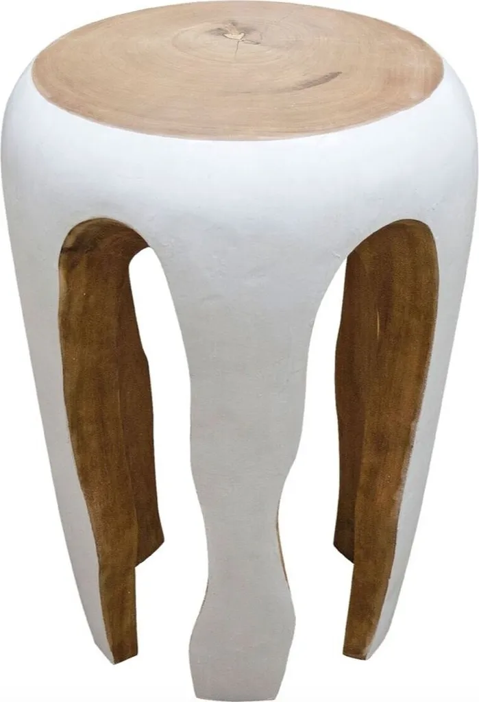 Petit guéridon scandinave blanc et bois naturel Casa Padrino 40x54cm