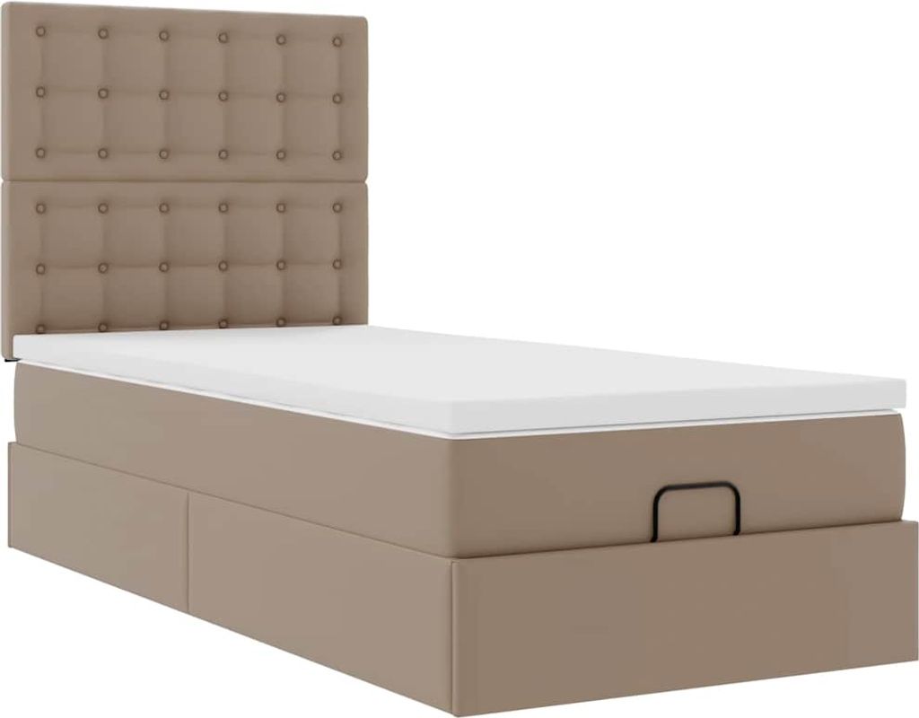 Ottoman-Bett mit Matratze Cappuccino-Braun 90x200 cm Kunstleder