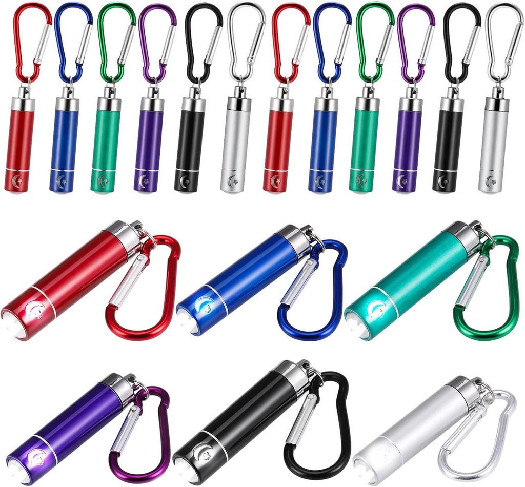 18 Stück Mini Taschenlampe Schlüsselanhänger, Mehrfarbige Aluminium-Taschenlampe für Kinder, Mitgebsel Kindergeburtstag 6 7 8 9 10 11 12 Jahre