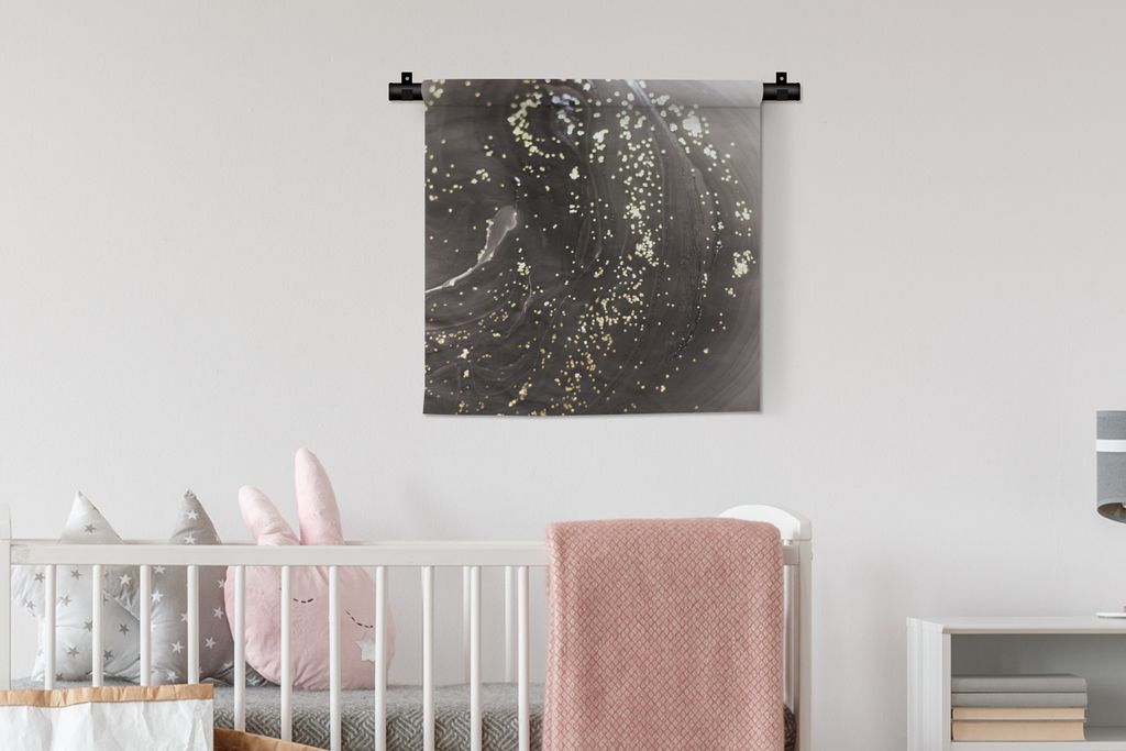 MuchoWow® Wandteppich Wandbehang Marmor - Gold - Schwarz - Produktbild 