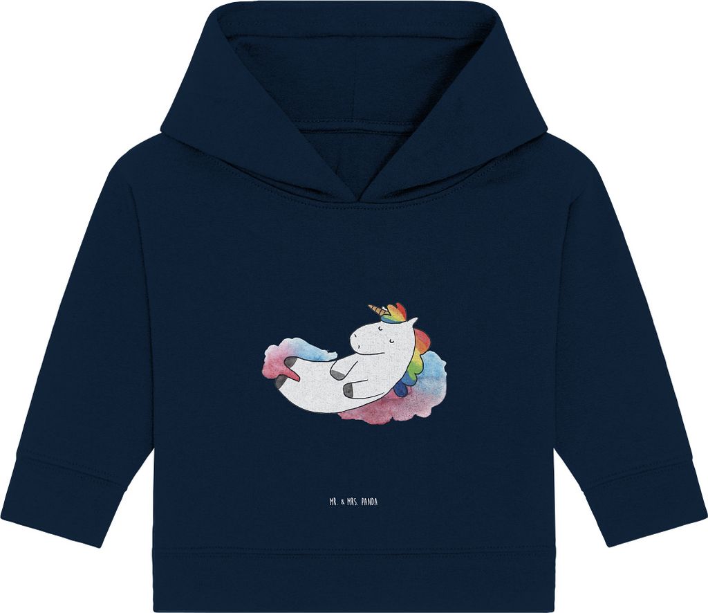 Mr. & Mrs. Panda Organic Baby Hoodie Einhorn Wolke 7 12. - 18. Monat - French Navy - Geschenk, Lustig, Unicorn, Kapuzensweatshirt, Einhörner, Kapu...