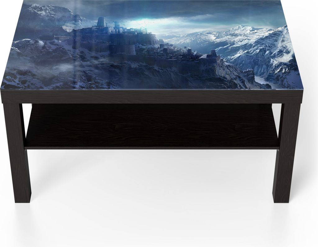DEQORI Couchtisch 90x55 cm Schwarz 'Gipfel der Zukunft' Glas Beistelltisch Glastisch modern