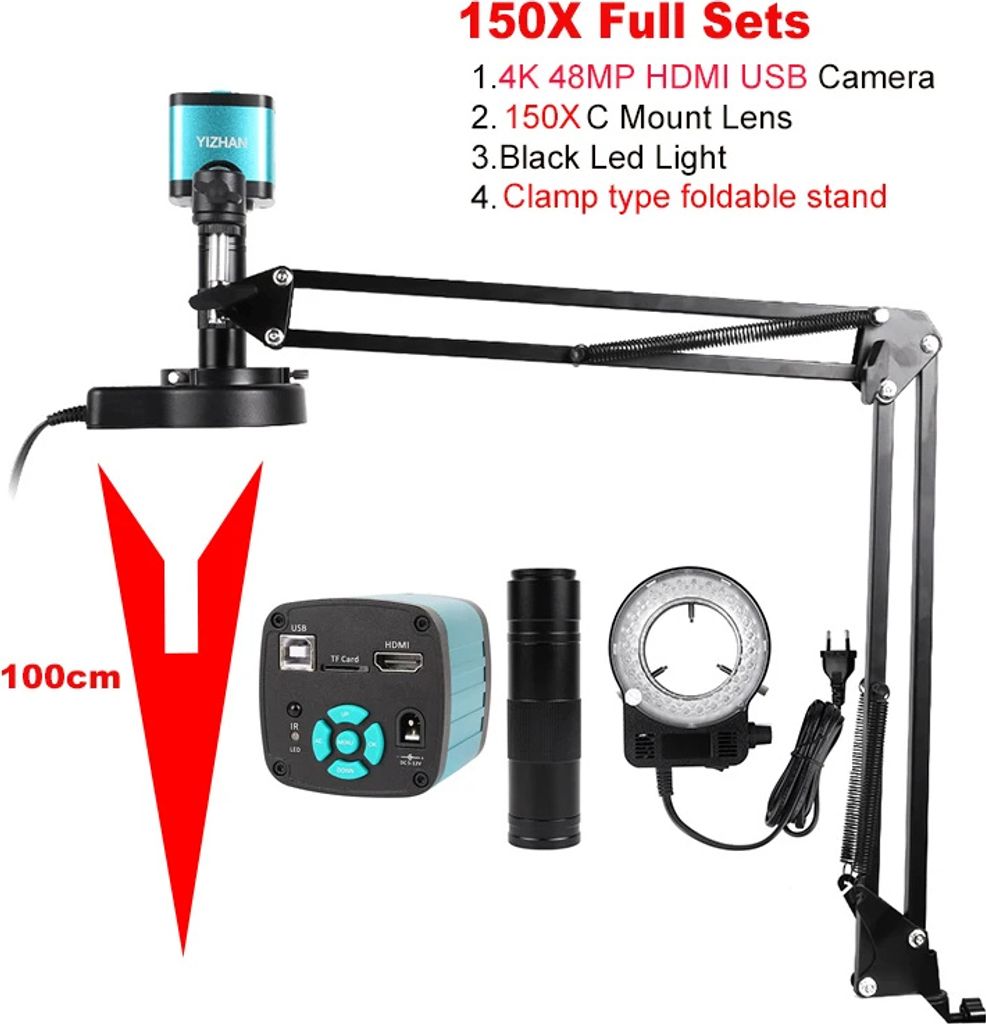 Průmyslový videomikroskop, kamera 4K 48MP, všestranné Obrázek produktu 2