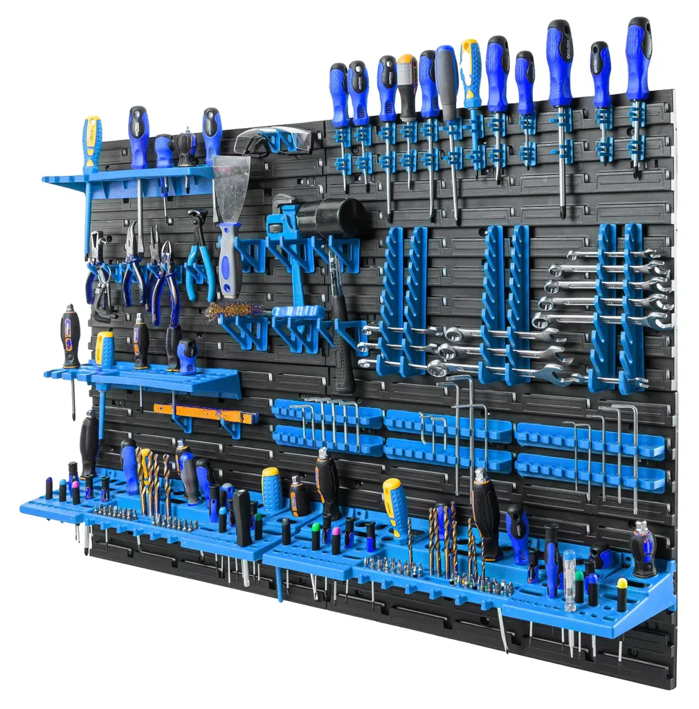 Organiseur mural d'outillage en plastique 115x78 cm avec bacs noirs