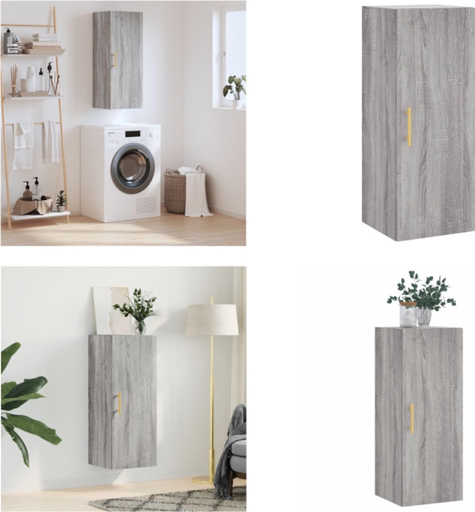 vidaXL Wandschrank Grau Sonoma 34,5x34x90 cm - Wandschrank - Wandschränke - Schrank - Lagerschrank