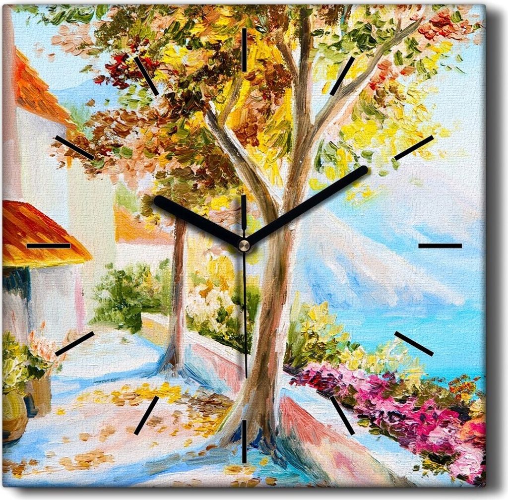 Coloray Hodiny Unikátní 30x30 cm Tiché hodiny Pro obývací pokoj a kuchyň Nástěnné hodiny Plátno Černé ručičky hodin - Stromy mořské...