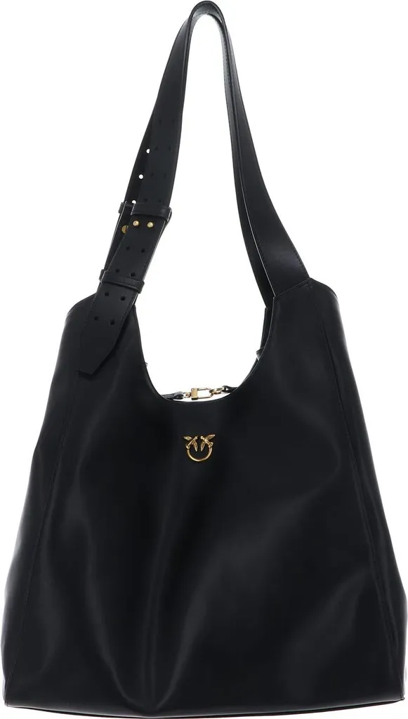 Sac PINKO Tote Classic Belt Nero en cuir noir et boucles Gold