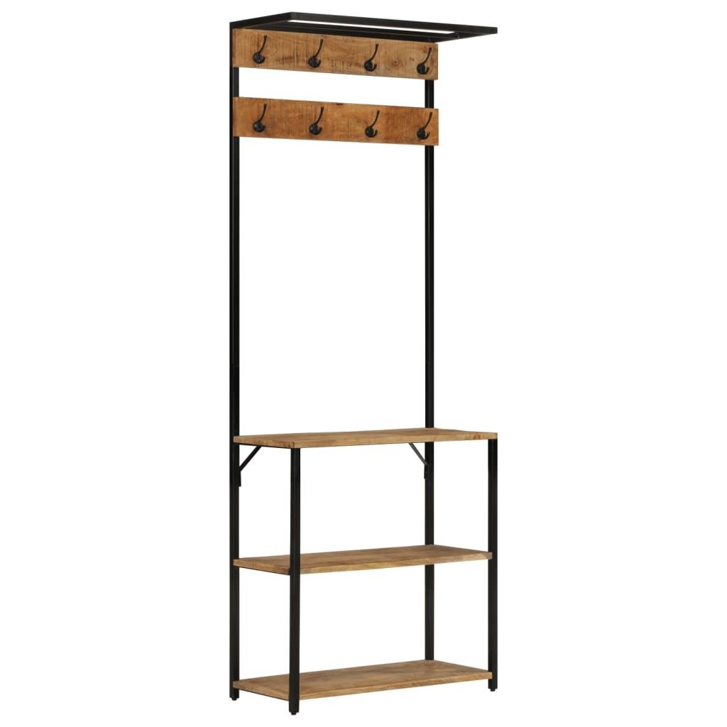 Garderobe mit Schuhablage 68x30x182cm Raues Massivholz Mango 372737