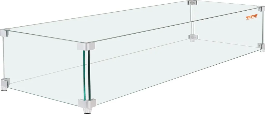 Vetro Protezione Fiamma 965mm per Camino Esterno | Design Antivento