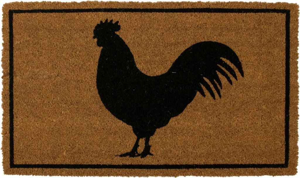 Mars & More Kokos-Fußmatte Hahn 75×45 cm – Natur/Schwarz