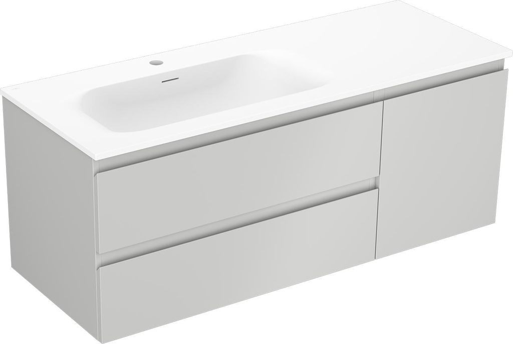 Mexen Orio Badezimmer-Unterschrank 90 cm mit Waschbecken Vela, 2 Schubladen, weiß glänzend - 91A10-09047-2-BFF00-W23M00