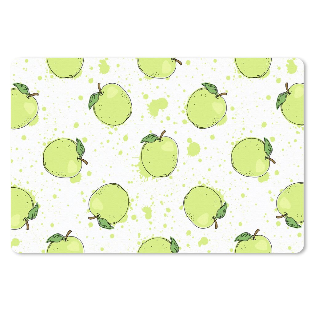 MuchoWow Schreibtischunterlage Aquarell - Apfel - Grün - Muster 60x40 cm - XXL Mauspad - Großes Mauspad