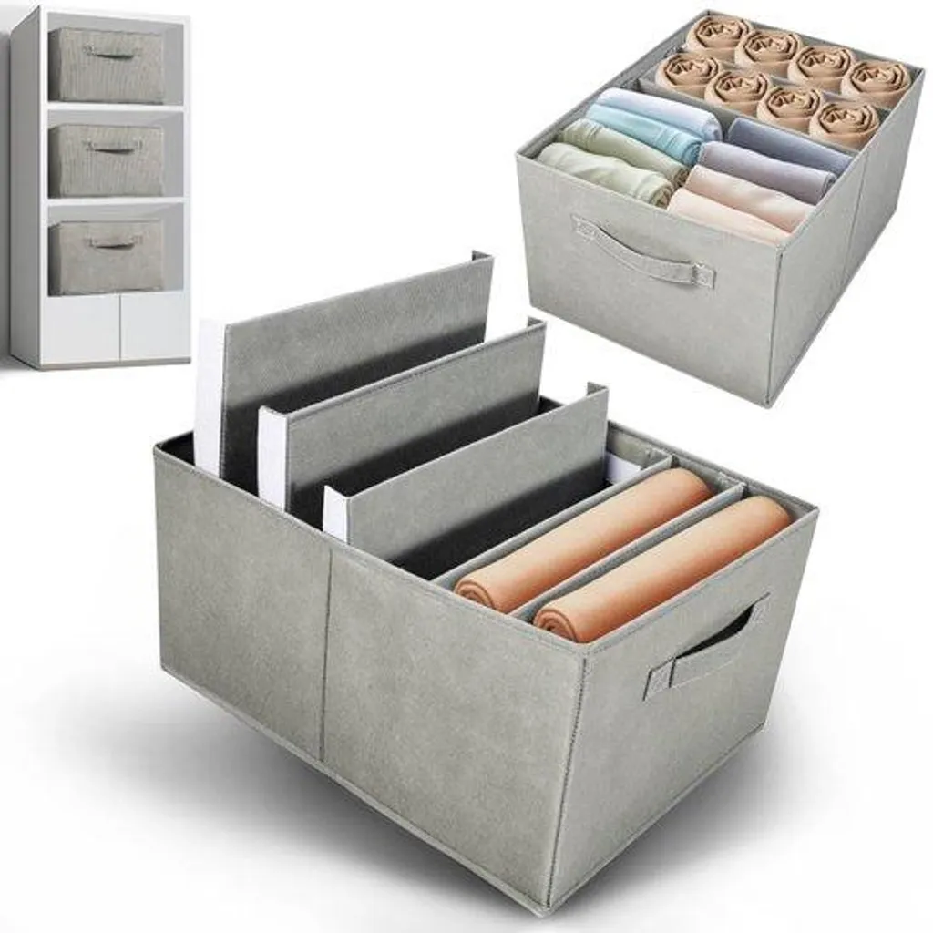 Organiseur de Tiroir Pliable pour Pantalons et Vêtements en Tissu Gris