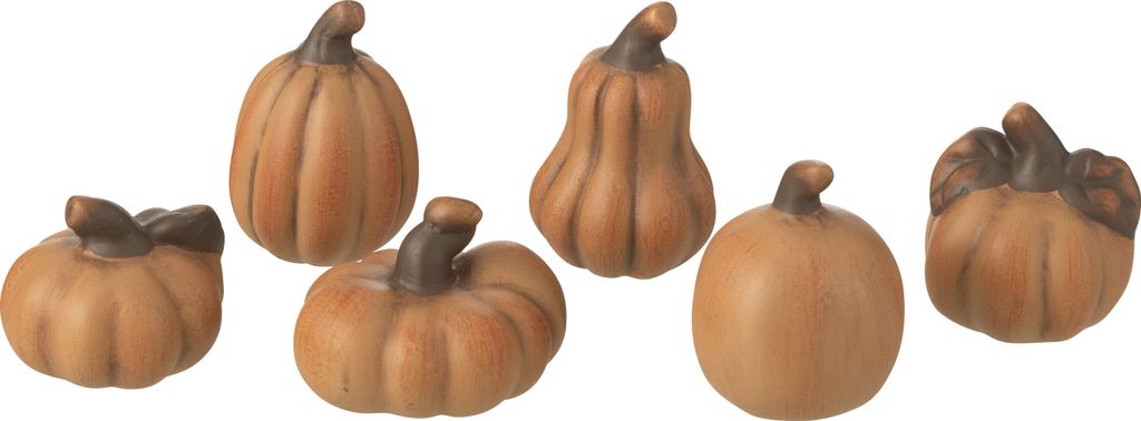 J-Line Dose Von 6 Kürbis Porzellan Braun