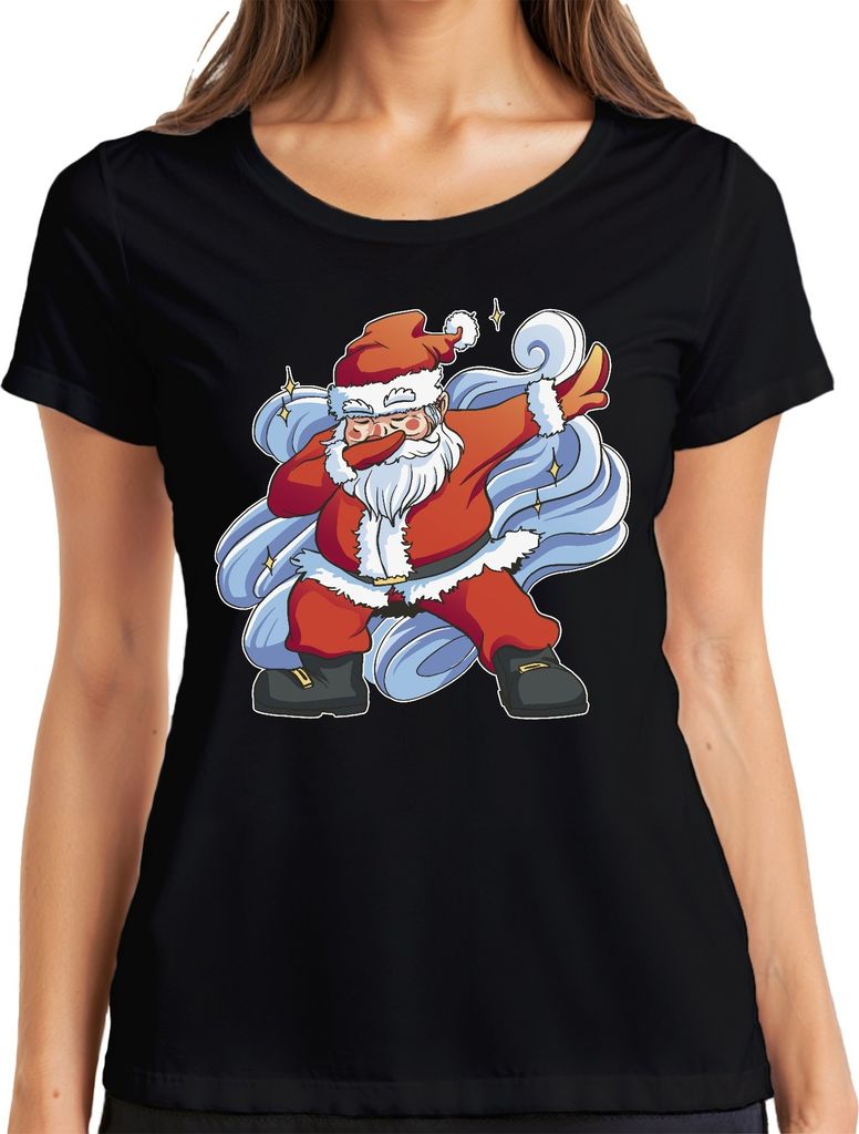 Dabbing Santa Clause - Weihnachten Weihnachtsgeschenk Christmas Damen T-Shirt, Schwarz, 3XL